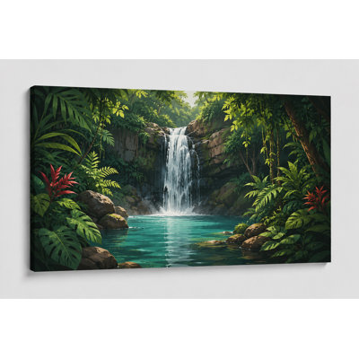 Large Tropical Waterfall Wall Art Rainforest Nature Canvas for Living Room Bedroom Office Spa Botanical Home Decor 24x36 Inch Canvas Print - Ready to hang