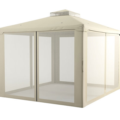 9.6' X 11.6' Outdoor Patio Gazebo, Cream White, 2 Roof Canopy With Netting, For Garden, Lawn, Backyard, Deck, Protection, Effortless Assembly Deck White Canopy, -Blocking, Mesh Quick