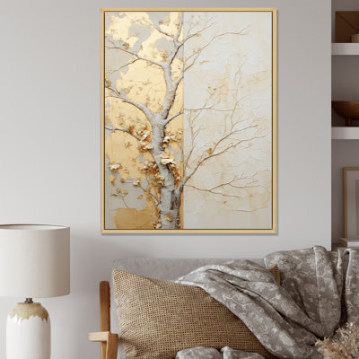 Or doré et beige, tilleul américain - art mural arbre américain