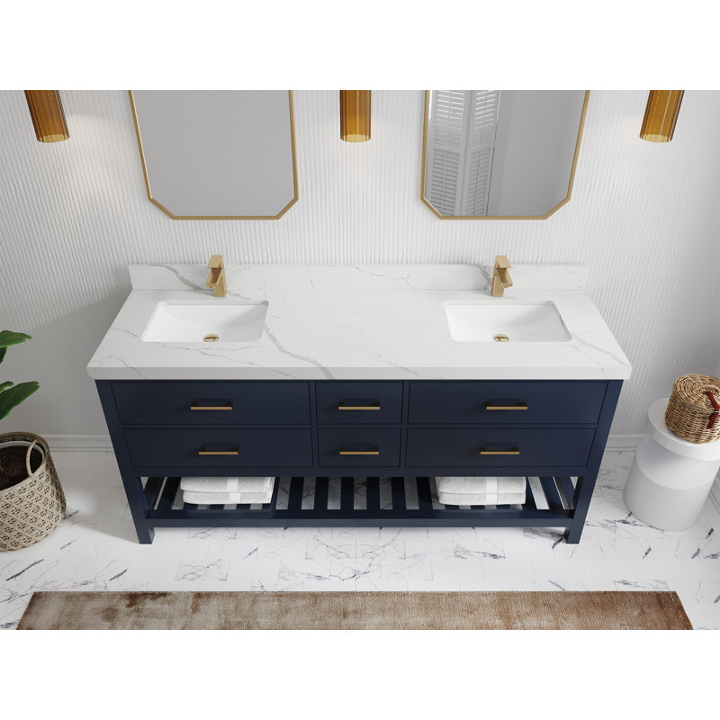 Ensemble de meuble-lavabo double 72 po Parker, Calacatta Laza