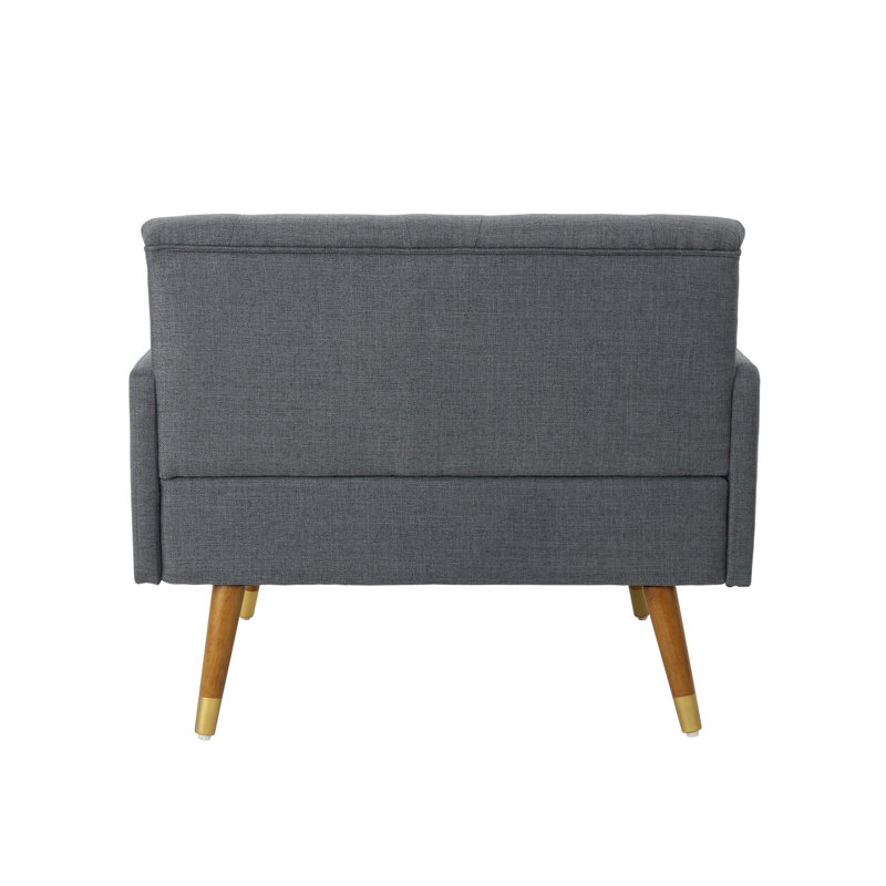 Fauteuil en polyester touffeté de 95,88 cm de large Haiden, Tissu gris foncé