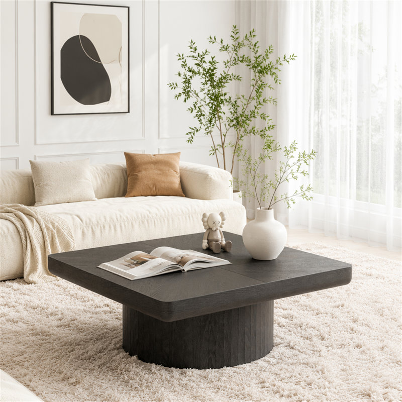 Table basse carrée 34,6 po pour le salon, Noir