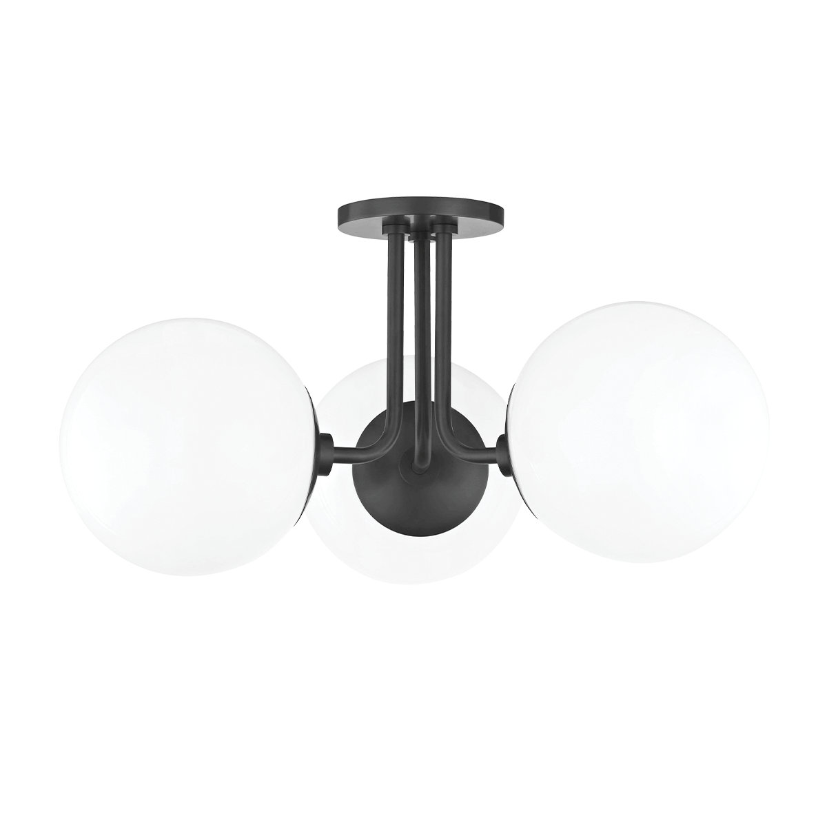 Luna 3 Light Glass Semi Flush Mount, Old Bronze