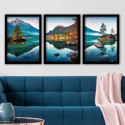Elegant Decorative Framed Painting Set (3 Pieces), 13.8 x 17.7 inches Each | 100% MDF Art with Durable Plastic Frame, Thickness: 0.8 inches | Perfect for Home Decor, Living Room & Office Aesthetic
