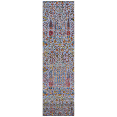 Machine Washable Indoor/Outdoor Xhevrie Blue Rug