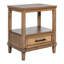 Table de chevet tissée canne avec compartiment de tiroir - Bois massif d'amande grillée, espace généreux, niveleurs réglables, finition fournie, placage de bois, poignée de tablette, niveleurs