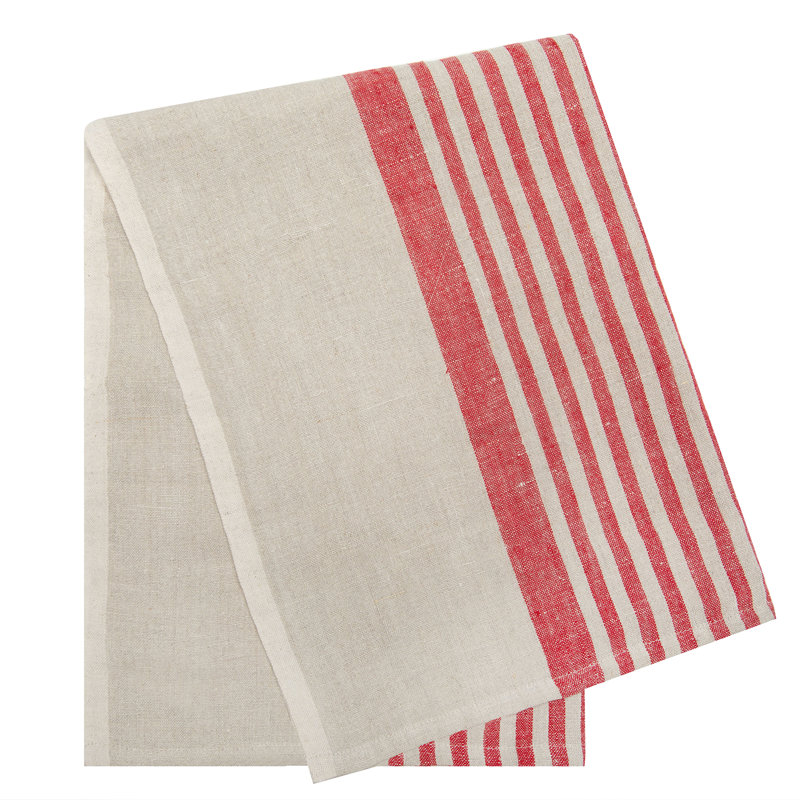 Brittany Striped Tea Towel, Natural/Red