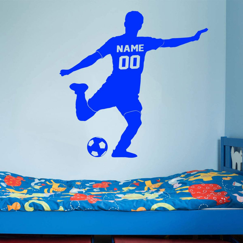 Adhésif décoratif footballeur, H 12 po x l 12 po, Bleu
