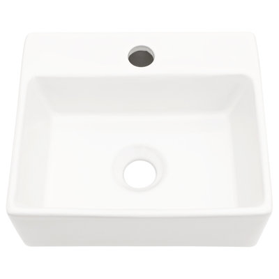 White Ceramic Wall Mount Bathroom Sink, 13.6l X 11.6w 4.8h, Single Faucet Hole, Stain , Easy To Clean, Modern Decor, Comes With Installation Kit Mounted Maintenance, Fits 1 - 3/4" Center Drain Decor