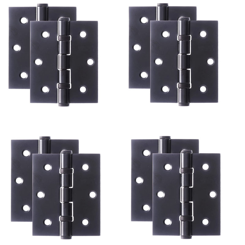 4 Pairs Ball Bearing Hinges in Matt Black Finish, Timber Door Hinge - 75mm 3"
