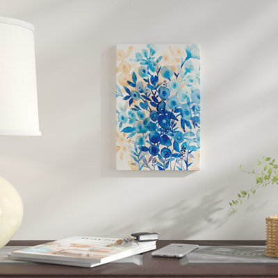 « bleuet floral ii », reproduction de peinture à l’aquarelle sur toile tendue
