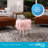 BirdRock Home 14.5" Round Faux Fur Vanity Stool, Pink-851456800