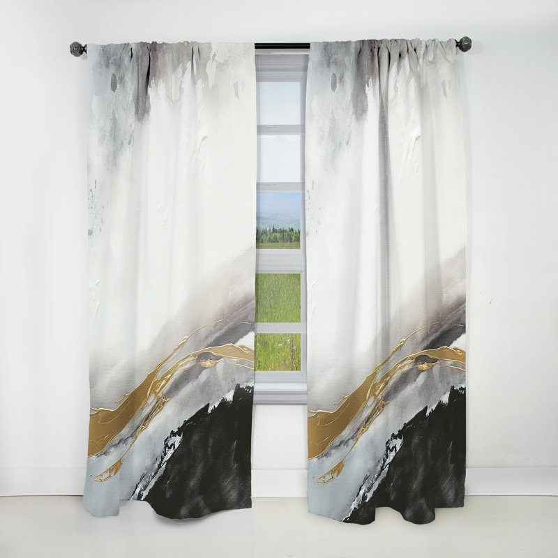 Gailbrook - Black Eruption Of Marble III - Modern Velvet Curtain - Room Darkening - 1 panel, 52" W x 95" L