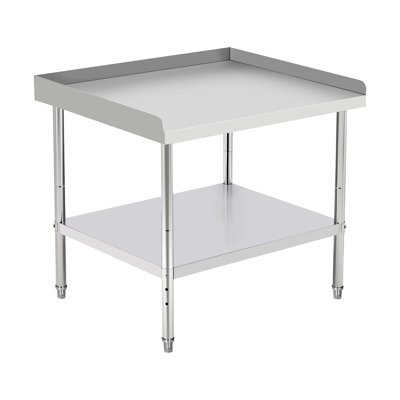 Table de travail commerciale en acier inoxydable certifiée NSF - support pour équipement robuste de 400 lb, pieds à hauteur ajustable, cloison de 2 po, établi industriel résistant à la corrosion, 36 po x 28 po x 30 po