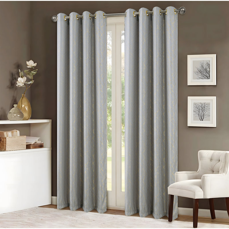 Soho Foil Print Window Curtain, Silver