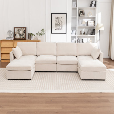 Ober 6-Piece U-Shaped Sectional Sofa With Storage Ottoman by Ebern Designs