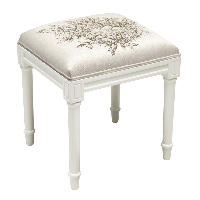 Camia Solid Wood Accent Stool, Off-White