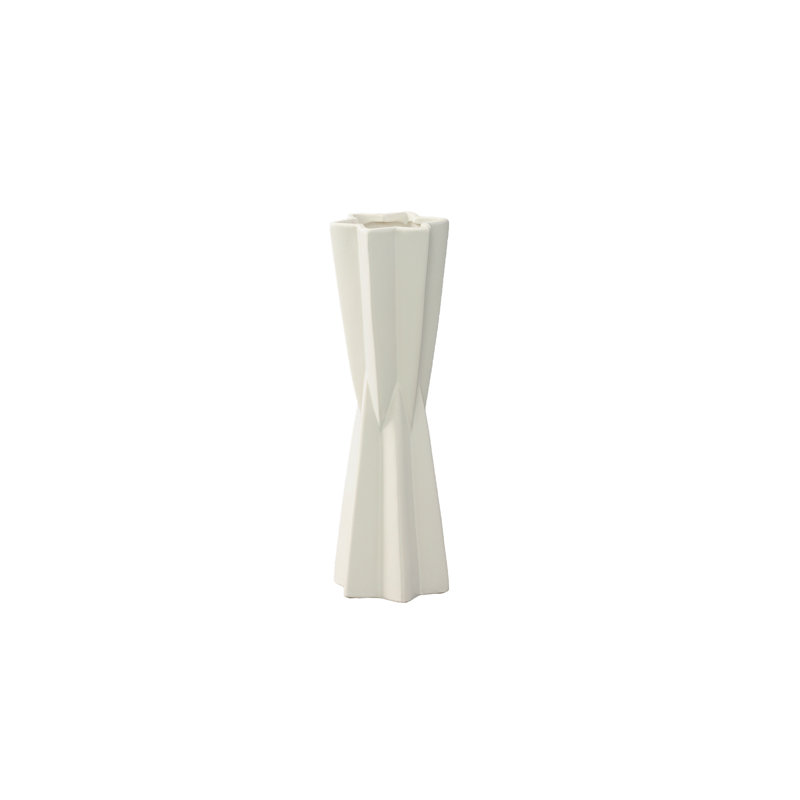 Vase en céramique à finition mate rouge cramoisi - H 17,50 po, H 14 po x l 4,5 po x P 4,5 po, Blanc