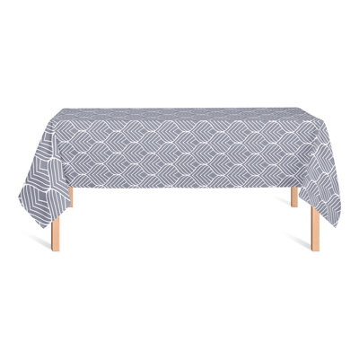 Geo Leaf Pattern Grey Tablecloth