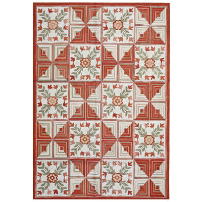 Hand Hooked Wool Geometric Area Rug