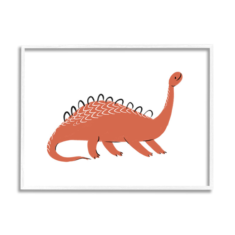 «Sourire de dinosaure rouge à long cou, reptile pour enfants» par Ziwei Li - impression, H 20 po x l 16 po x P 1,5 po