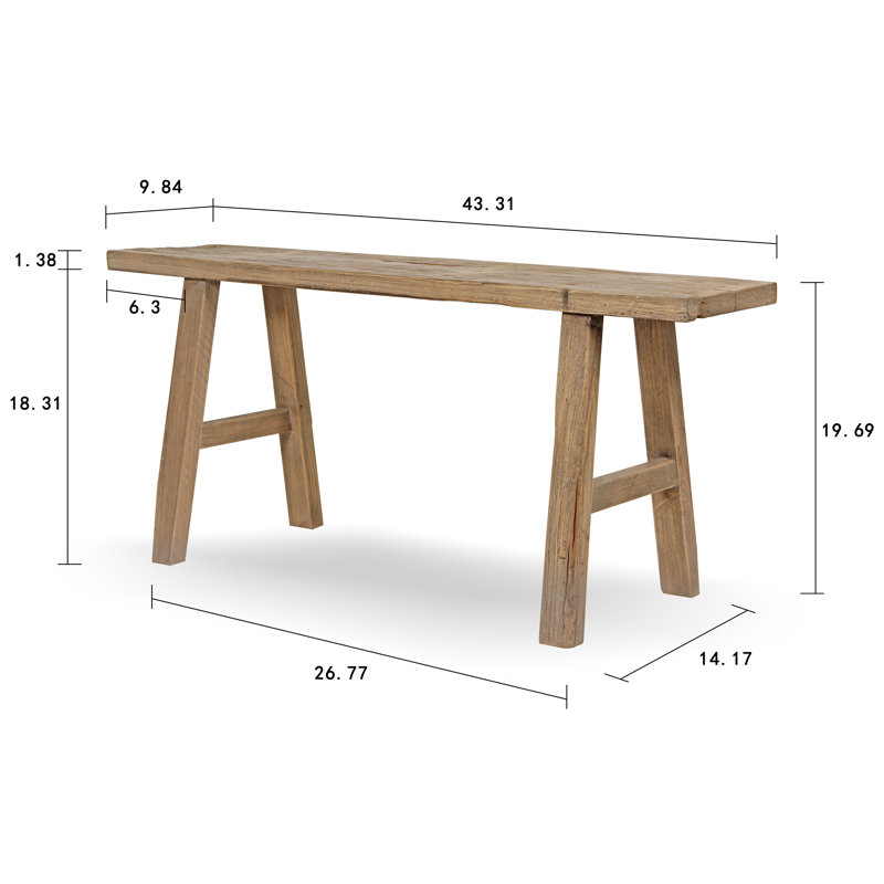 Solid Wood Bench, 20" H x 43" W x 10" D