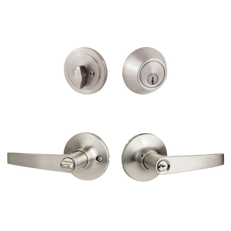 Cedar Entry Lever with KA Deadbolt, Satin Nickel