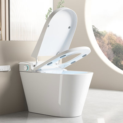 Toilette intelligente une pièce avec bidet intégré, siège à ouverture / fermeture automatique, chasse d'eau à jet siphonique, séchage à l'eau chaude et à l'air, options de chasse multiples Toilette à bidet unique, fermeture pour la propreté, m?