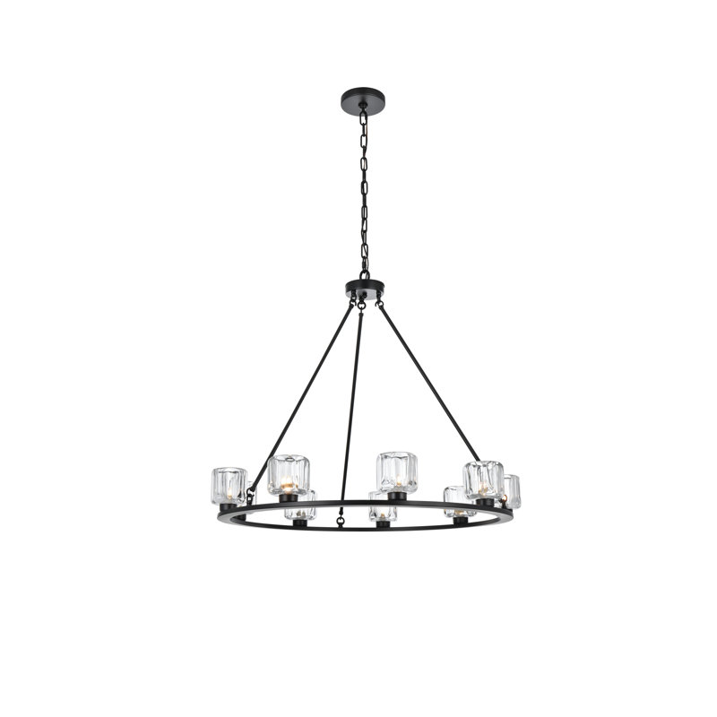 Lustre 32 pouces Enrique, H 30 po x l 36 po x P 36 po, Noir, noir, noir, noir