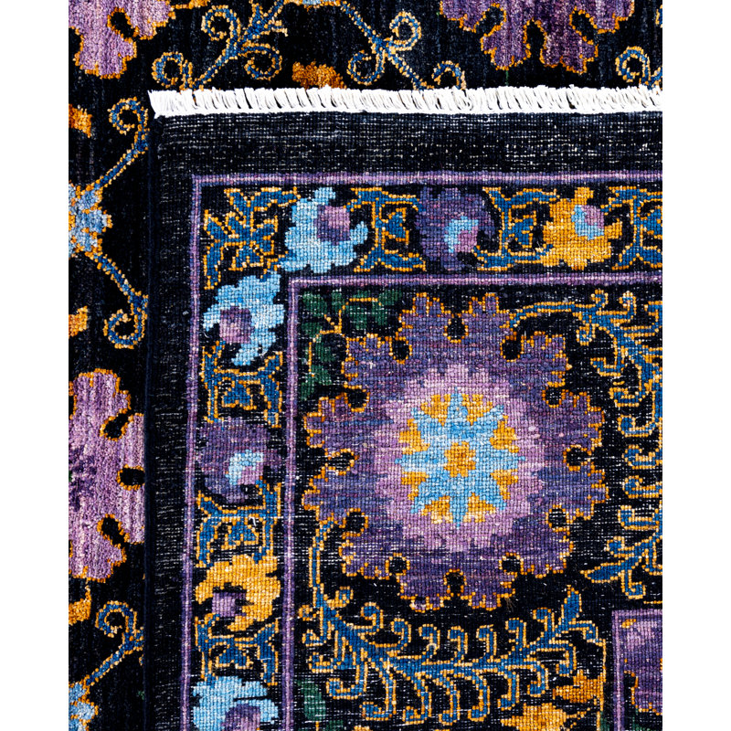 Overdyed Hand-Knotted Wool Modern-Contemporary Black Area Rug 8' 1" x 10' 3"