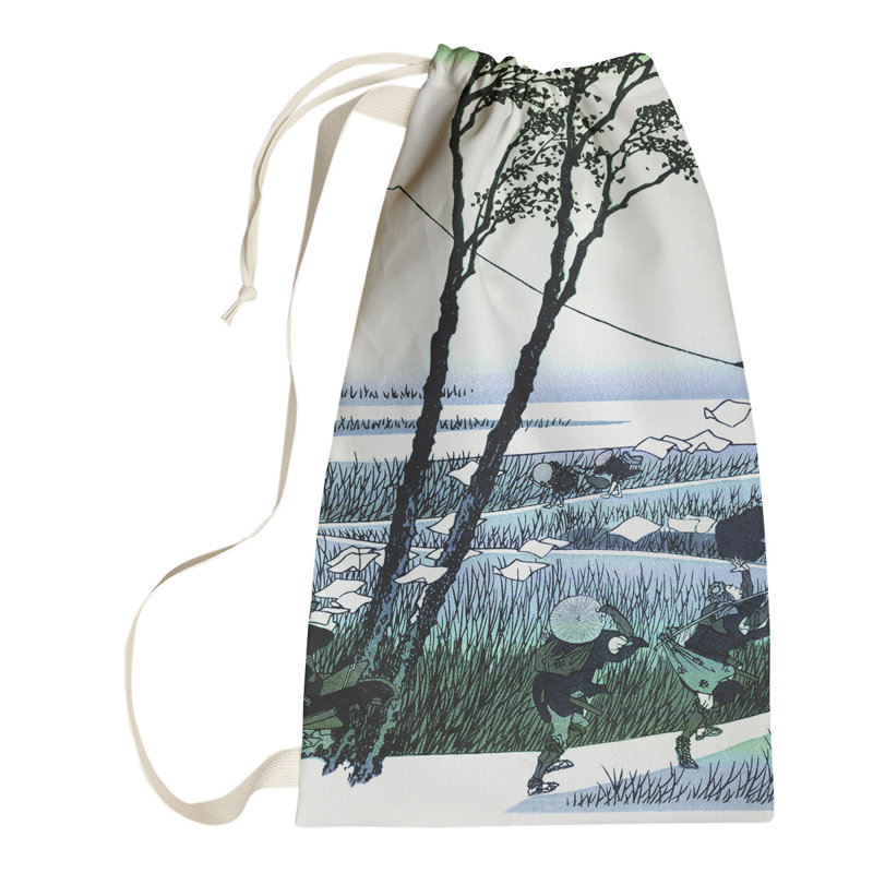 Sac à linge Hague Ejiri dans la province de Suruga, Petit (H 64 po x l 20 po x P 1,5 po), Bleu/vert