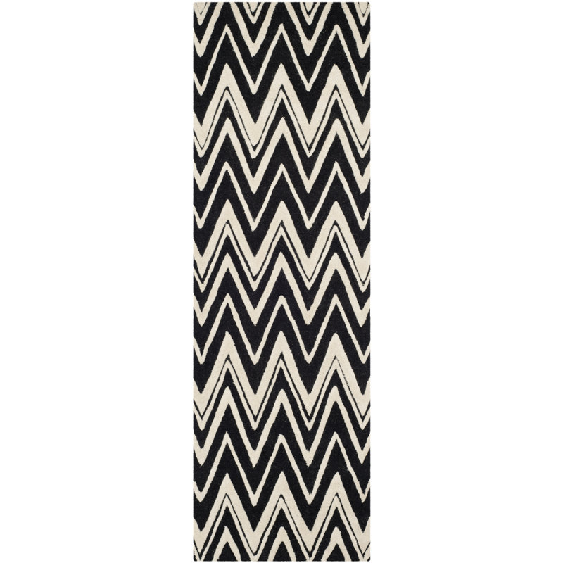 Sanyla Hand Tufted Wool Chevron Rug, Runner 2'6" x 8'