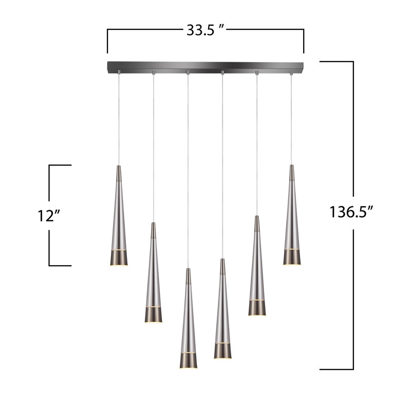 Luminaire pour îlot 6 lumières Sunnyvale, Noir perle