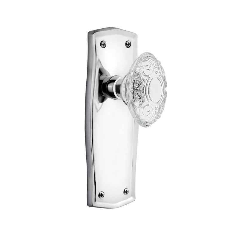 Plaque Prairie avec bouton victorien en cristal, 2 3/8 po, Chrome brillant