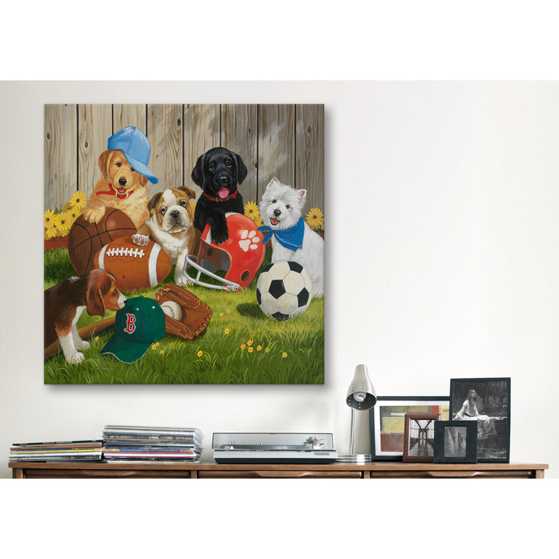 « let play ball (décoratif) » par william vanderdasson, reproduction d’art sur toile, H 26 po x l 26 po x P 1,5 po