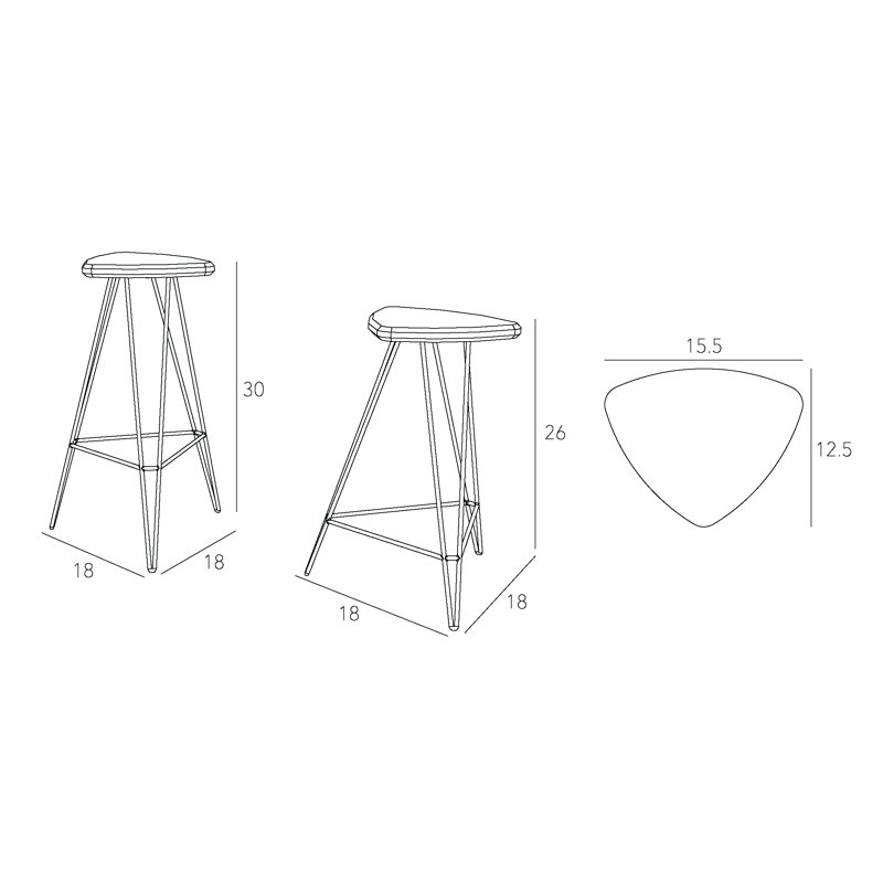 Tabouret en bois massif Madison, Noyer américain, Noir, Tabouret de comptoir (assise de 26 po de hauteur)