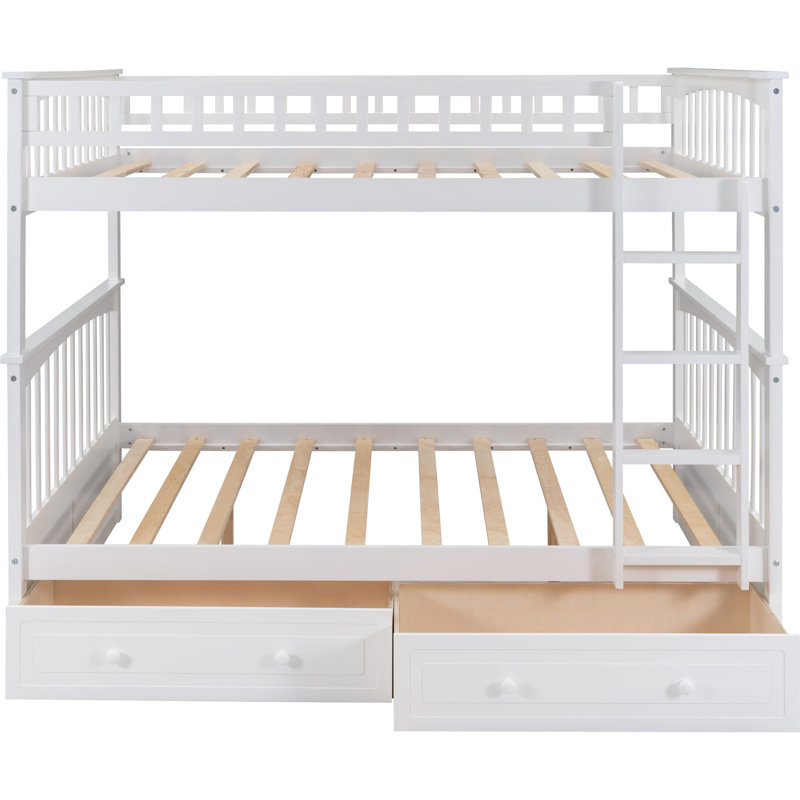Brianca Kids Bunk Bed with Drawers, White, Full Over Full