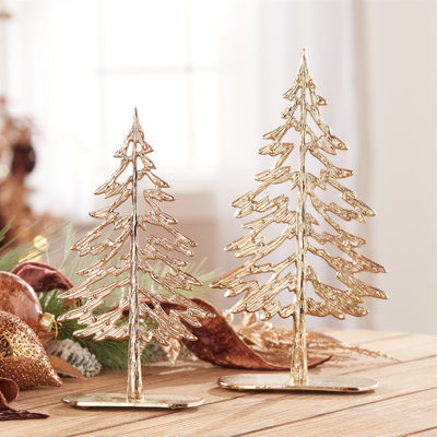 Arbre en métal avec base en bois (ensemble de 2)