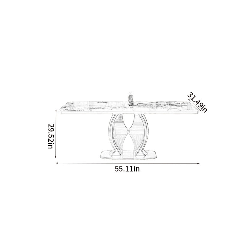 Table de salle à manger l 31,49 po Loene, H 29,52 po x L 55,11 po x l 31,49 po