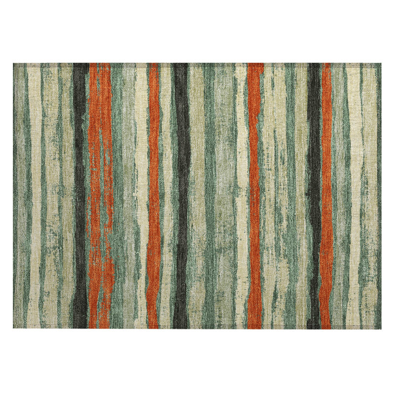 Sage Rectangular Synthetic Flat Woven Washable Rug 20" x 30"