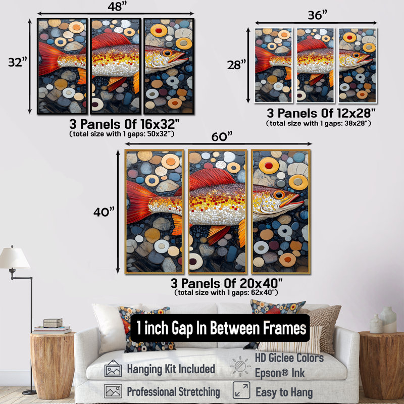 «Red and Orange», ensemble d'impressions murales arctiques, H 28 po x l 36 po x P 1 po, Toile avec cadre flottant noir