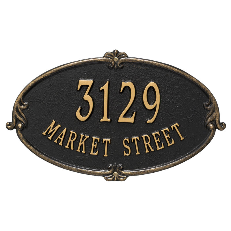 Monte Carlo Personalized Standard 2-Line Wall Address Plaque, Black/Gold, Yes