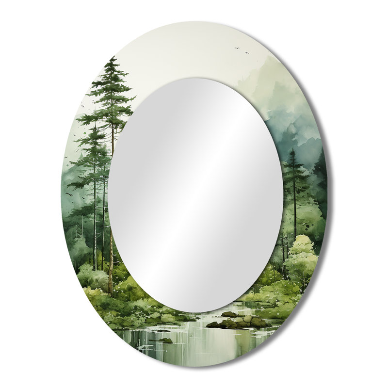 Forest Enigmatic Forest - Large Oval Wall Mirror On Metal, 43" x 33"