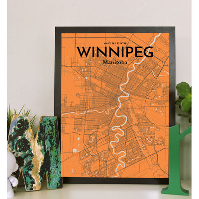 Winnipeg City Map - No Frame Print