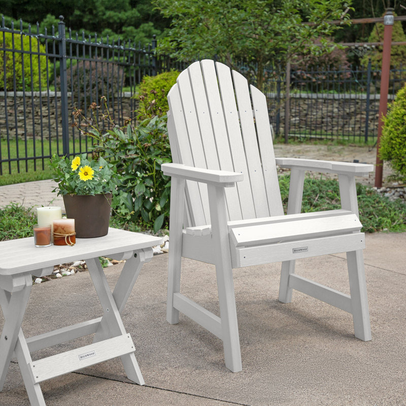 Anette Outdoor Adirondack Chair With Table, White