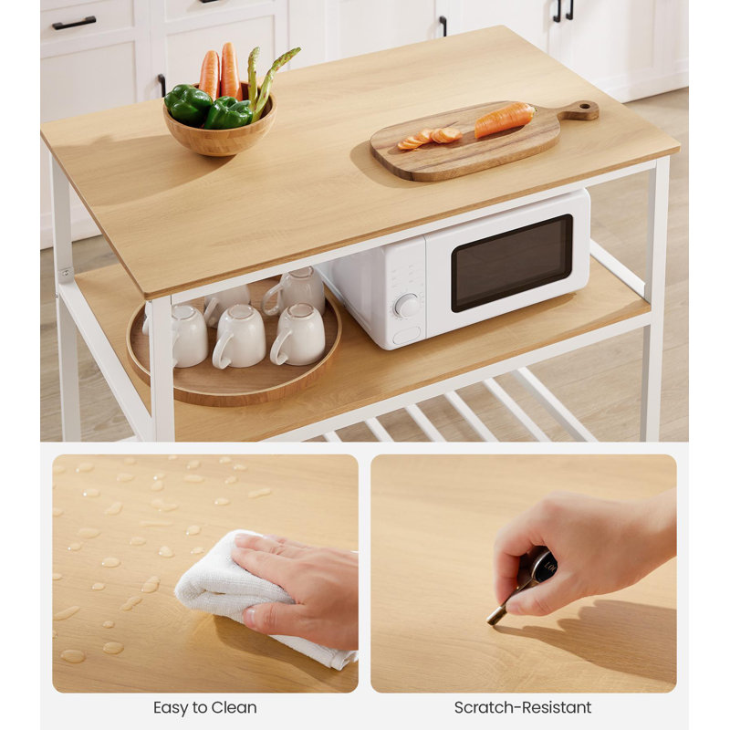 39.4'' W Kitchen Island, Oak/White