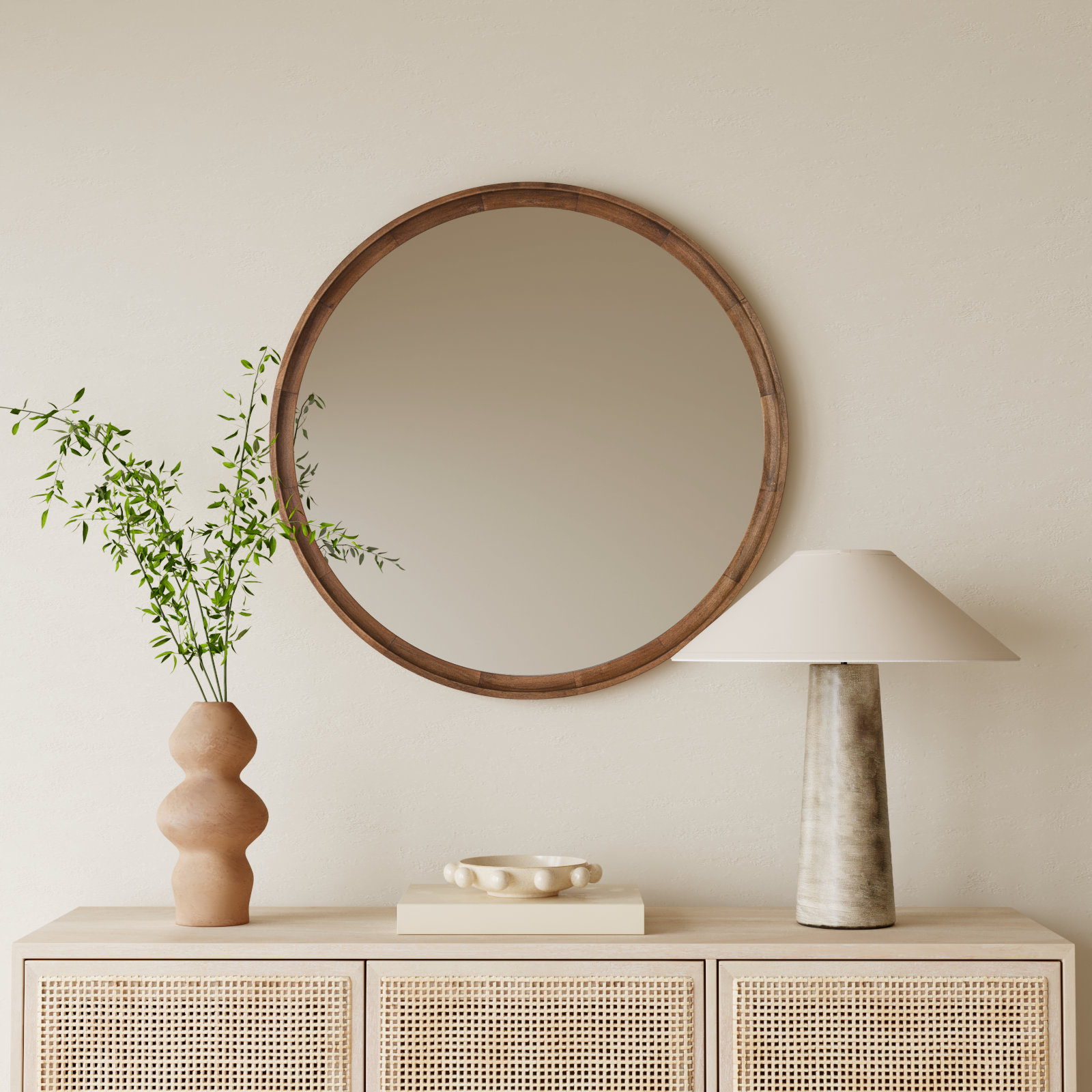 Zoie Wood Mirror, 34" x 34", Rustic Brown