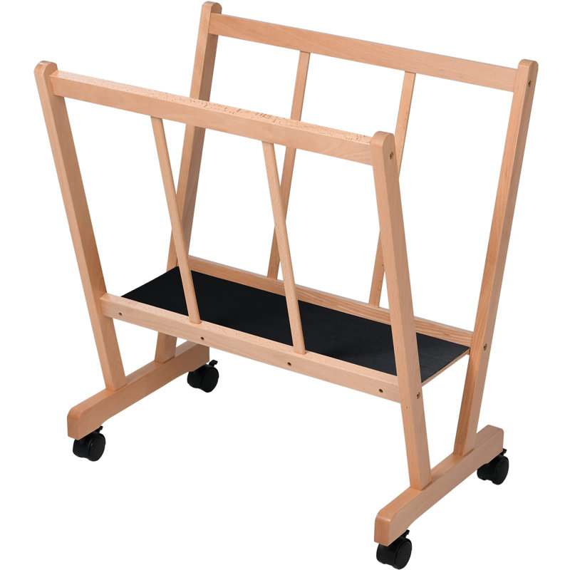 Manufactured Wood Rolling Drying Rack, Natural