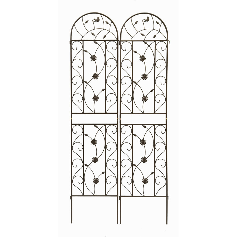 Ensemble de 2 treillis de jardin en métal 86,7 "x 19,7" antirouille pour plantes grimpantes