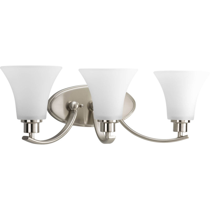 Éclairage pour salle de bain 3 lumières Jilliann, Blanc, Nickel brossé